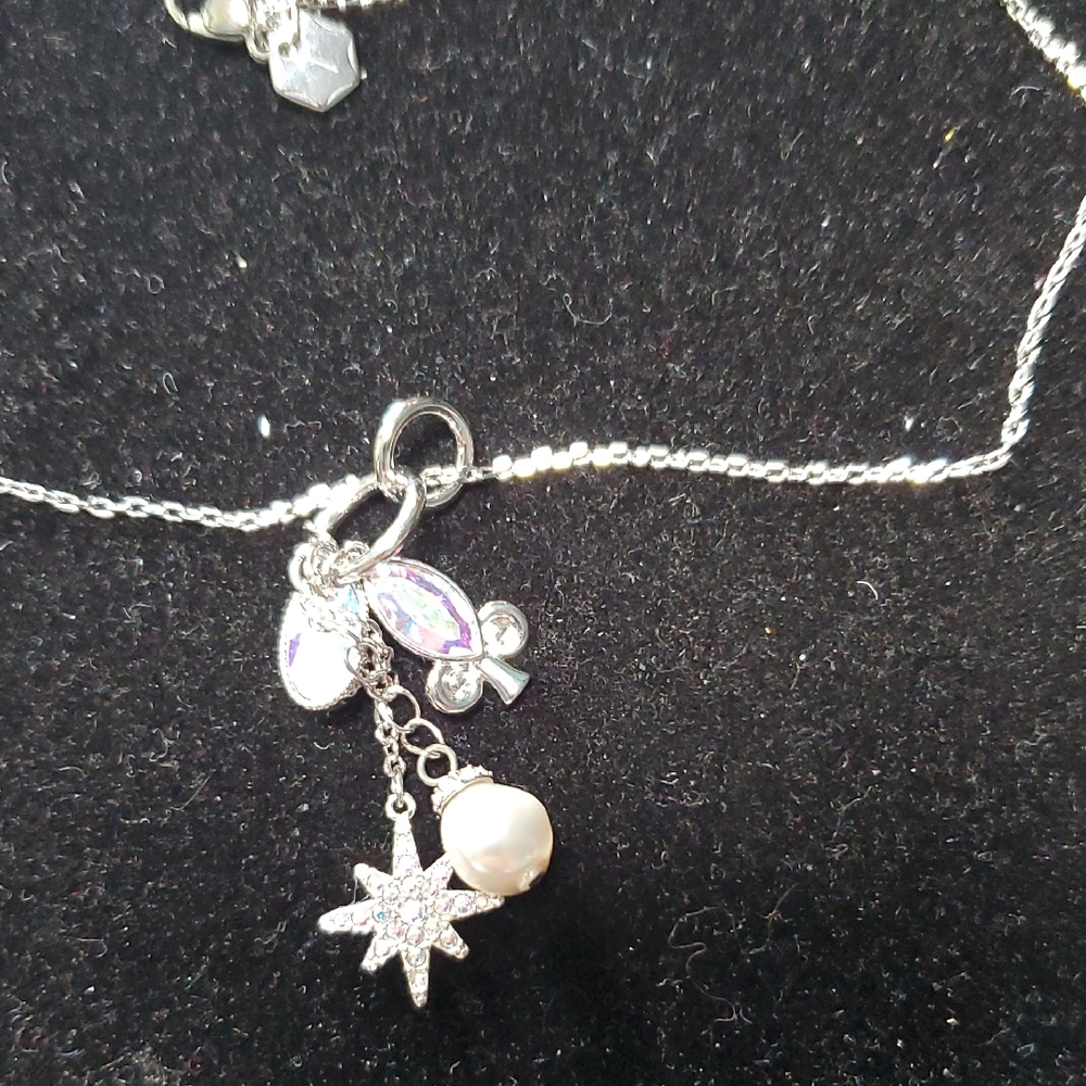 Touchstone Crystal Silver Star and Pearl Necklace
